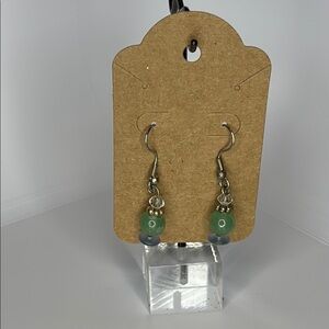 Green and Silver Vintage-Inspired Earrings